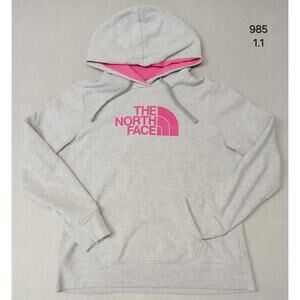 North Face (Large) Gray Pink Pullover Hoodie Sweatshirt